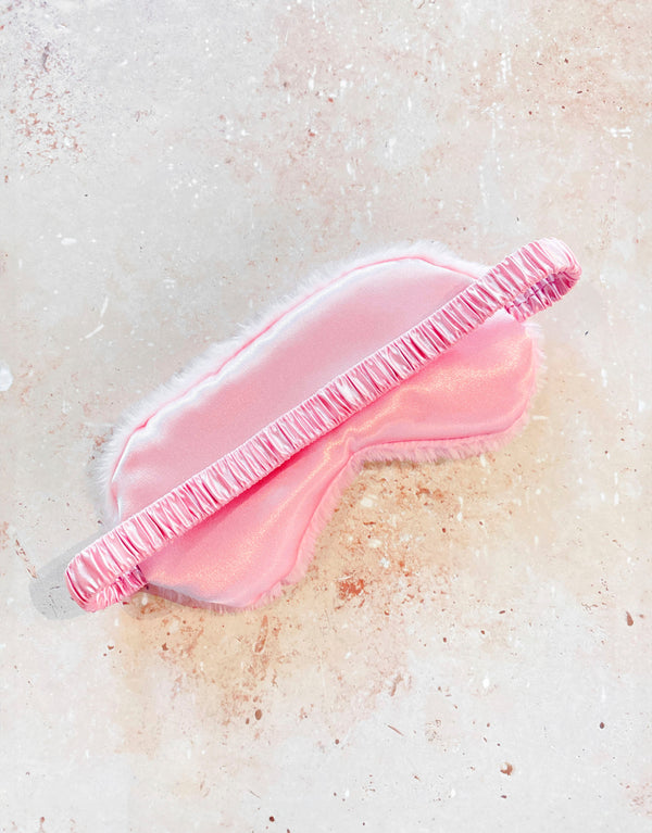 Fluffy Satin Sleep Eye Mask - Pink back