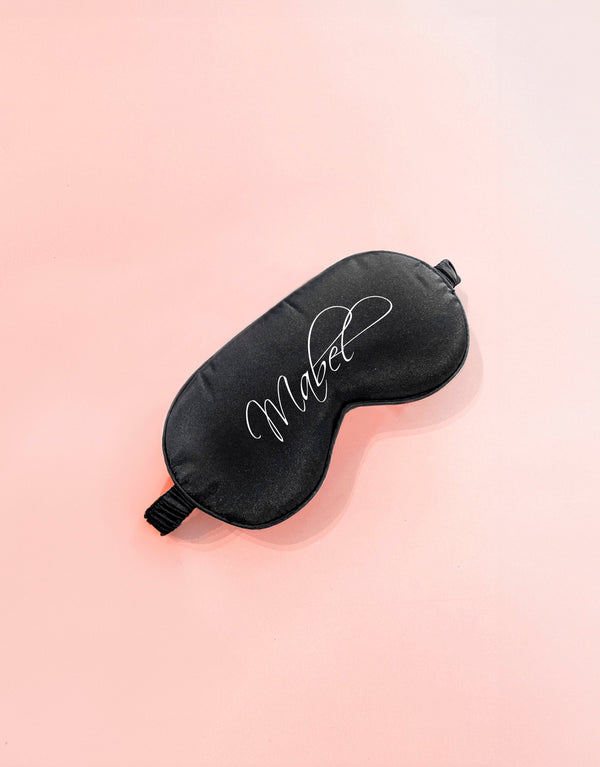 Ultra Soft Satin Sleep Eye Mask - Black CUSTOMISED