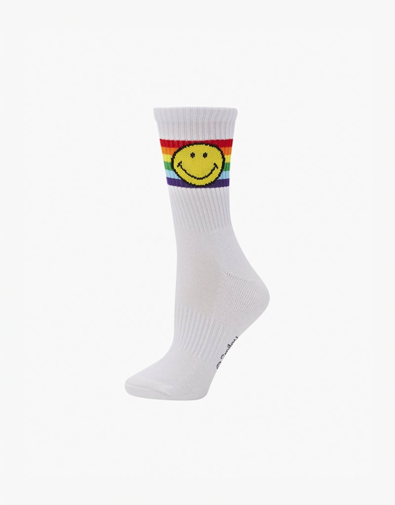 23Dreams Womens Smiley Proud Sports Crew Bamboo Sock - White