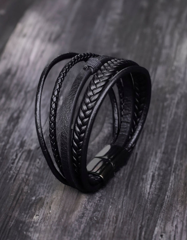 Classic Hand-Woven Multi-Layered Leather Men Bracelet