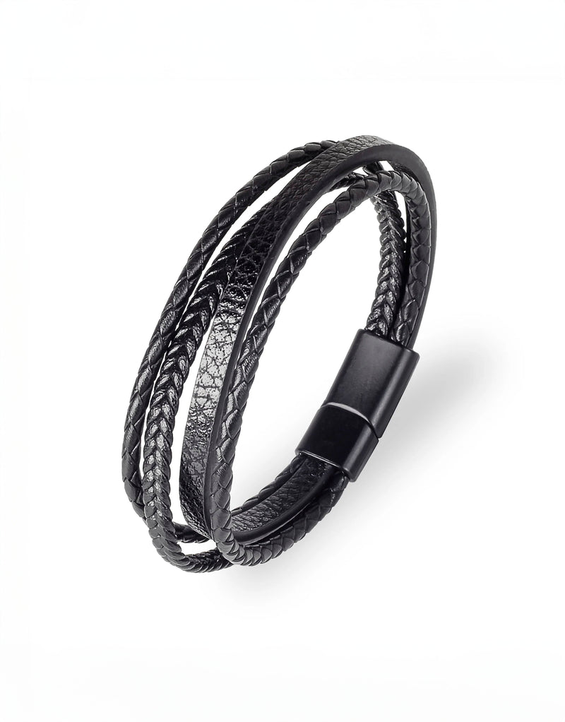 23Dreams men's genuine leather 4 layers braided bracelet