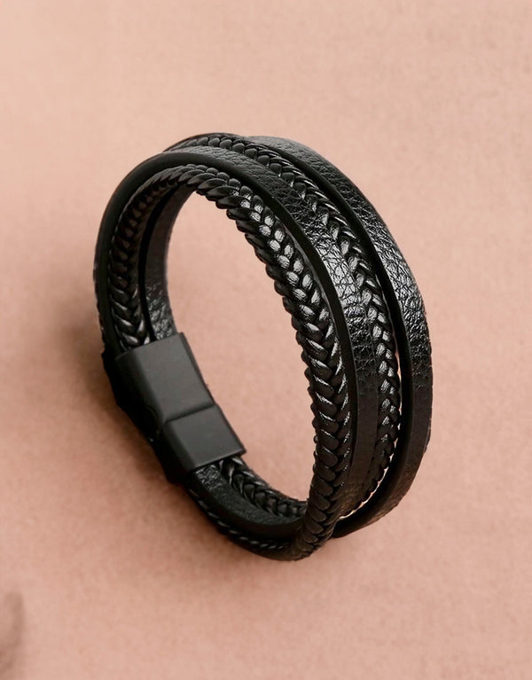 Classic Hand-Woven Braided Leather Men Bracelet