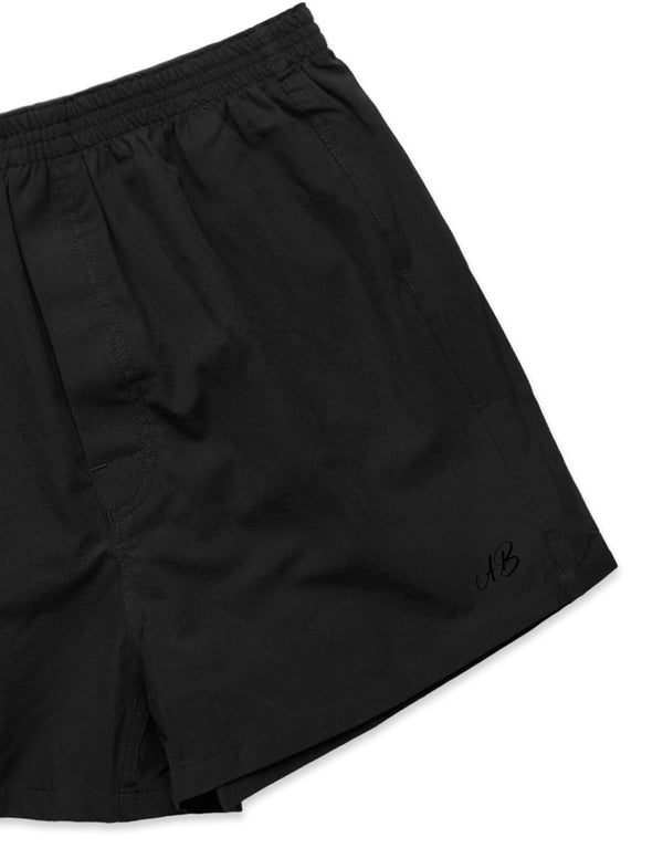 Men's Relaxed Fit Woven Cotton Boxer Shorts in Black - personalised with 2 initials