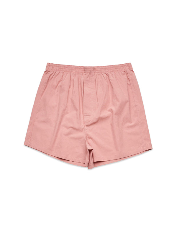 Men's Relaxed Fit Woven Cotton Boxer Shorts in Rose - front view