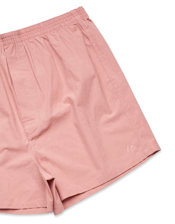 Men's Relaxed Fit Woven Cotton Boxer Shorts in Rose - personalised with 2 initials