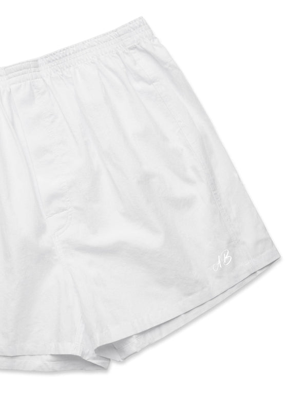 Men's Relaxed Fit Woven Cotton Boxer Shorts in White - personalised with 2 initials
