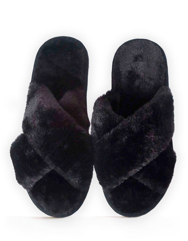 Fluffy Slipper - Skylar - Black