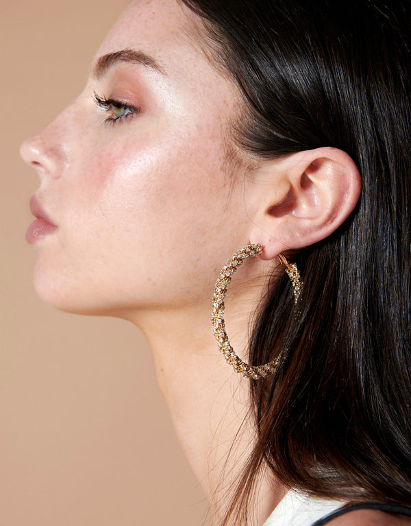 Dainty gold plated hoop earrings, Crafted from polished zinc alloy.