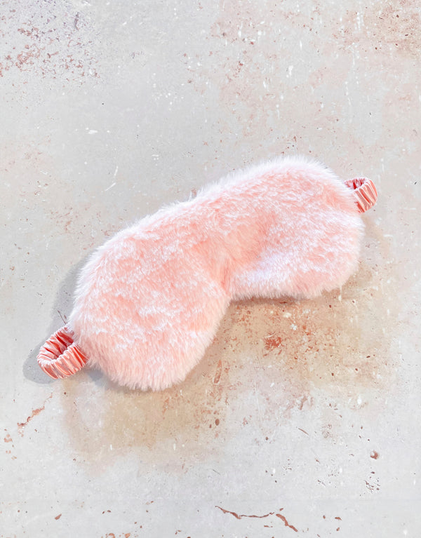 fluffy satin eye mask - coral front view