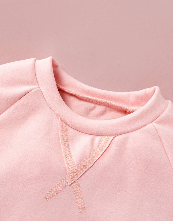 Striped Baby Set | Solid Top in Pink