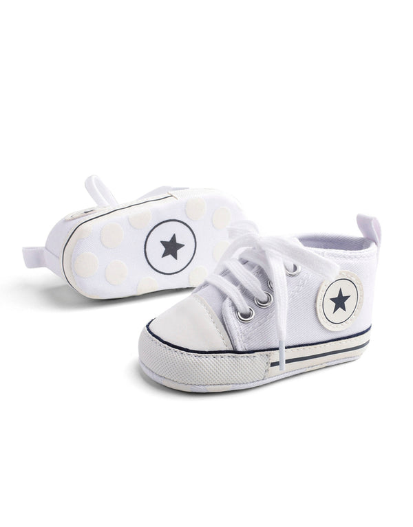 Canvas Sports Sneakers Newborn Baby First Walkers Shoes - White
