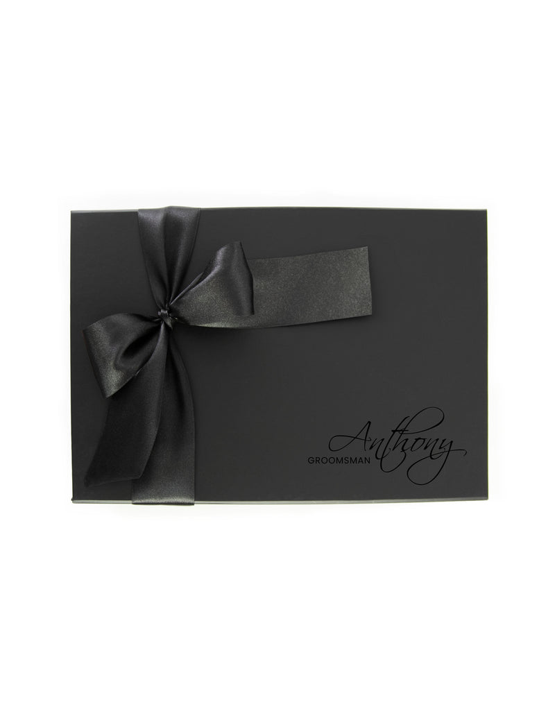 23Dreams signature name proposal box - black with black ribbon, personalised