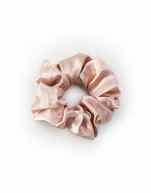 Satin Blush Scrunchie - Hair accessory for top knots and high ponytails.