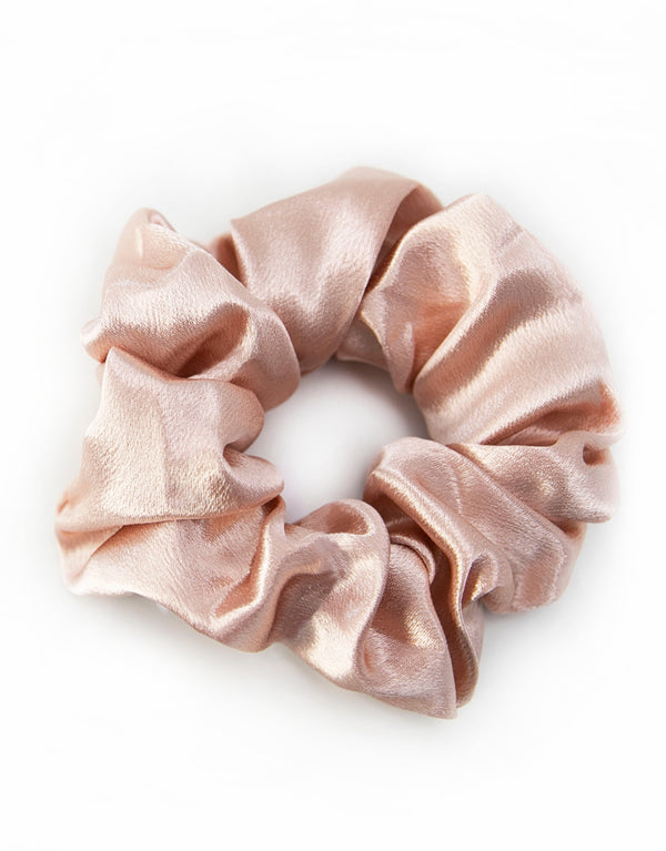 Satin Blush Scrunchie - Hair accessory for top knots and high ponytails.