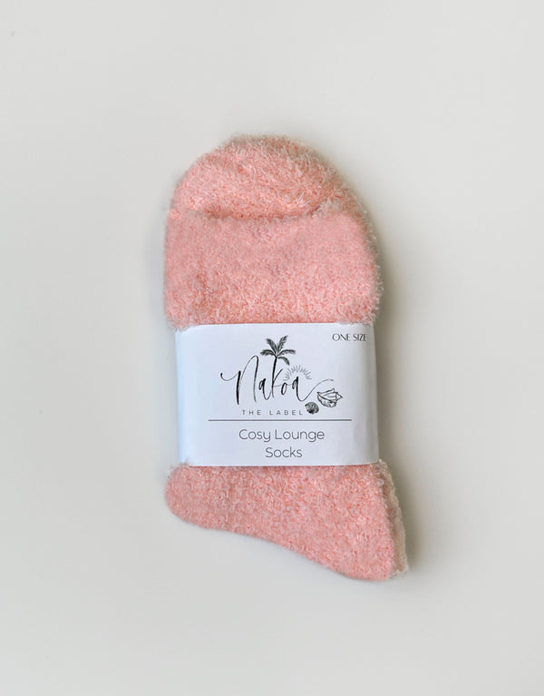 Pair of Peach Fleece Lounge Socks - Perfect for Cozy Evenings