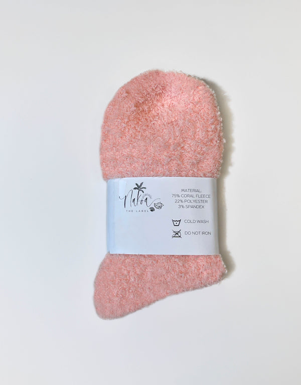 Pair of Peach Fleece Lounge Socks - Perfect for Cozy Evenings