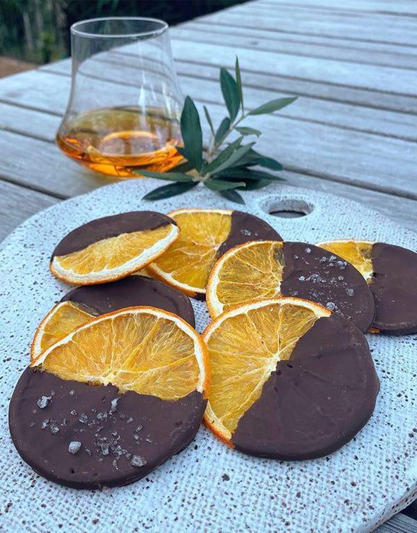 Sea Salt Chocolate-dipped dehydrated orange wheels