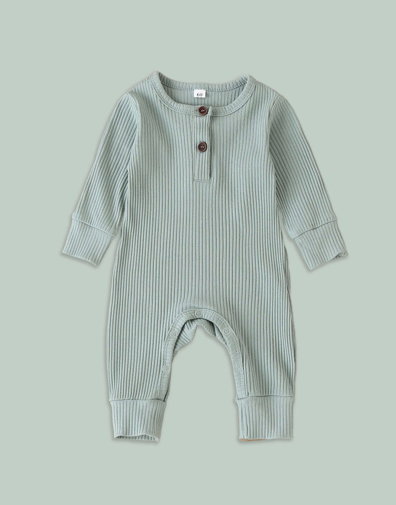Gender Neutral Baby Knitted Long Sleeve Romper - green