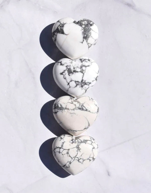 Tranquility + Peace + Patience + Stability   Howlite carries a beautiful calming energy and is a stone of peace and stability, teaching the importance of patience and promoting a higher state of spiritual and emotional awareness.