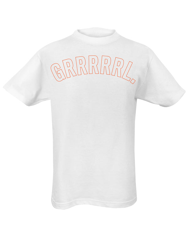 Grrrrr Tee is available in a range of colours.  Finished with 100% cotton preshrunk jersey knit, set-in rib collar with shoulder-to-shoulder taping, double needle sleeve and bottom hems. Quality vinyl heat pressed printed on front chest.  This is your go-to tee to pair with high waisted leggings, jeans or to use as a layering piece.