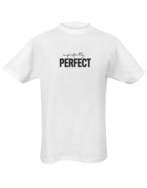 Imperfectly Perfect Tee is available in a range of colours.  Finished with 100% cotton preshrunk jersey knit, set-in rib collar with shoulder-to-shoulder taping, double needle sleeve and bottom hems. Quality vinyl heat pressed printed on front chest.  This is your go-to tee to pair with high waisted leggings, jeans or to use as a layering piece.