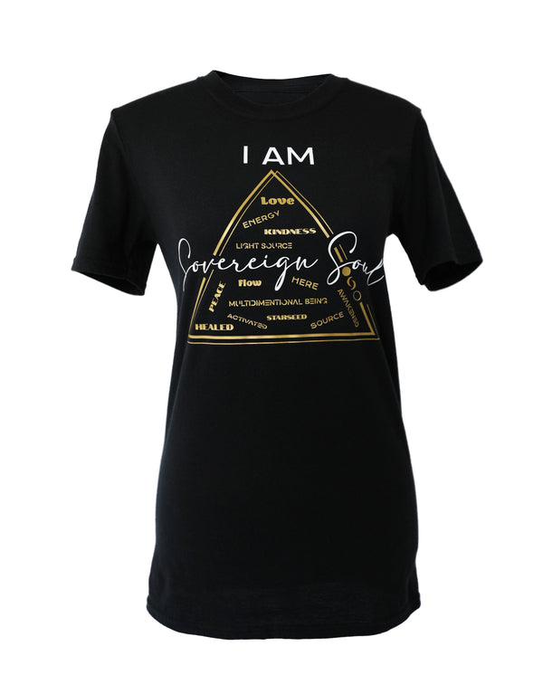 Elevate your soul and embrace the power of positivity with this cozy cotton t-shirt. Allow the energy of love and kindness to awaken your inner light and guide you towards peace and healing. Flow with the rhythm of the universe and embrace your sovereign soul.